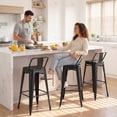 thumbnail image 6 of Devoko 30 Inch Metal Bar Stools Set of 4, Stackable Kitchen Island Bar Stools with Removable Back, Industrial Dining Chairs for Kitchen, Dining Room（Black）, 6 of 7