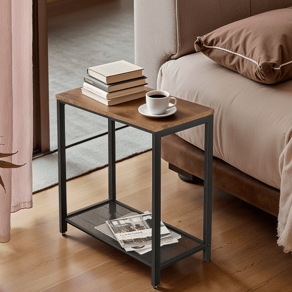 Side Table, End Tables for Living room, Bedoom Corner Table Drink Table, Rustic Brown