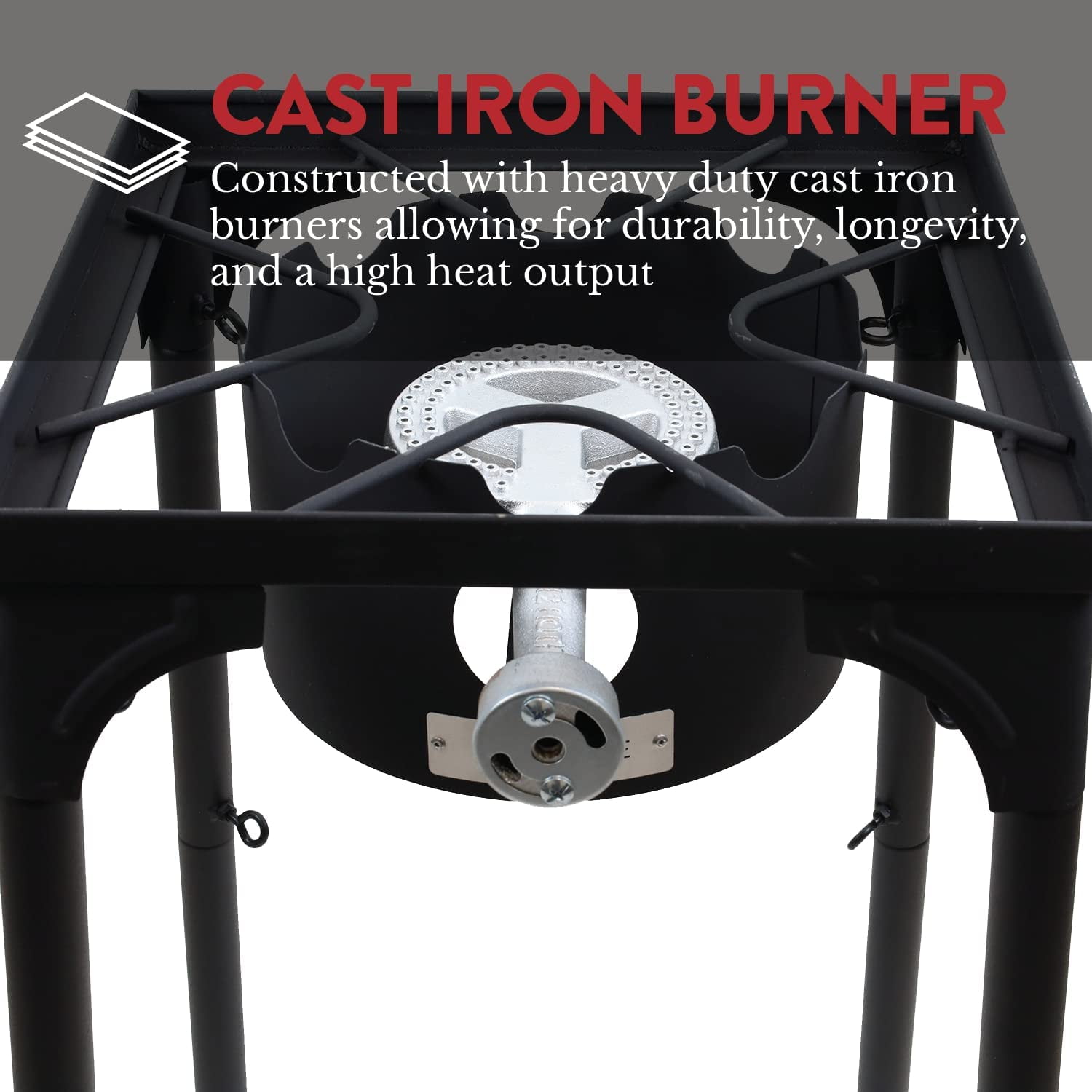 GasOne Propane Single Burner Camp Stove & Red QCC Braided Stainless Steel Regulator with Height