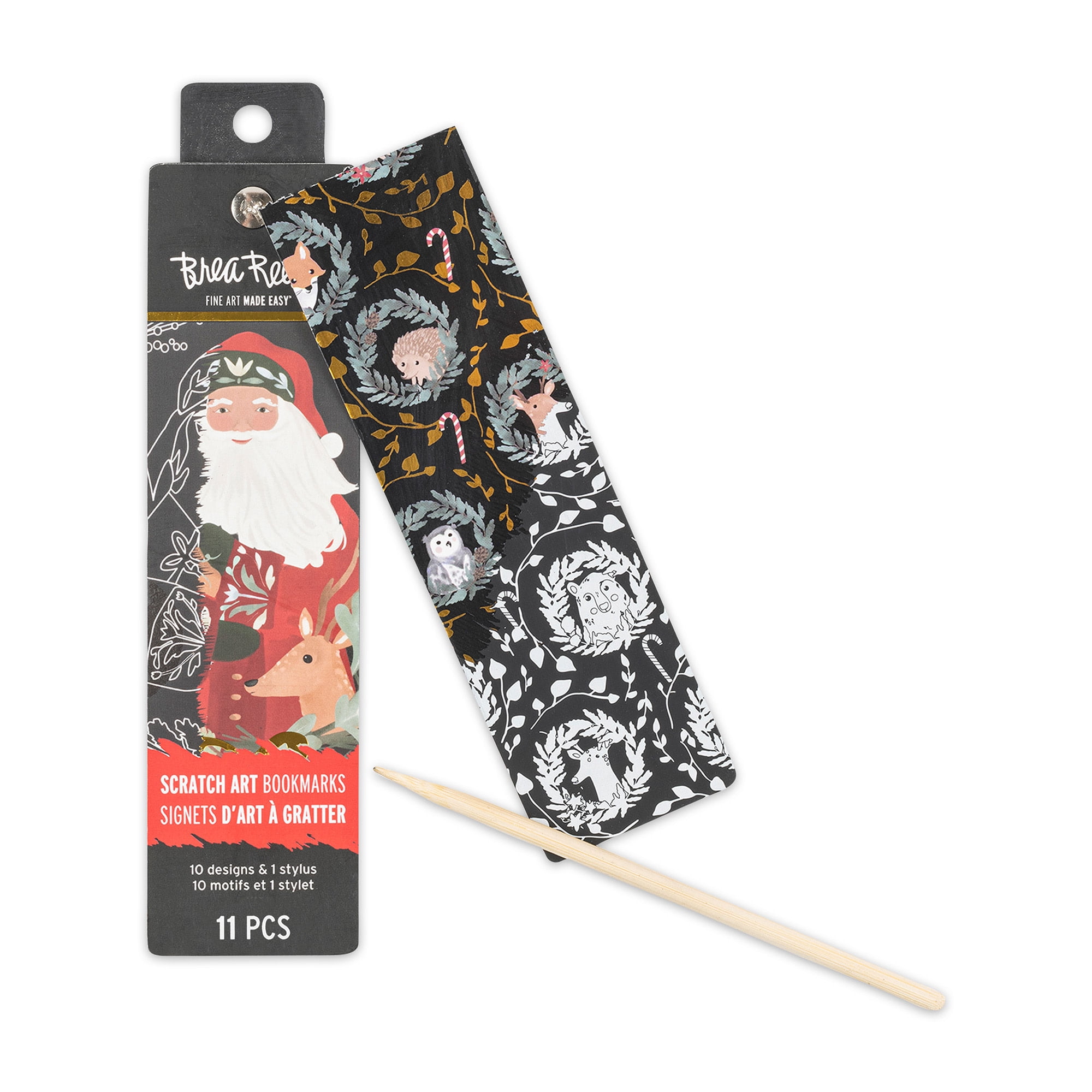 Brea Reese: Scratch Art Bookmark Kit - Woodland Holiday - 10 Bookmarks, Metallic Guided Art, Holiday-Themed, Family-Friendly, Calming Adult Craft Kit