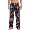 thumbnail image 2 of Lsque Dancing Skeletons Floral Garden Print Men's Pajama Pants, Lounge Pant - Comfortable Home Wear,Elastic Waistband, Stylish Design-Small, 2 of 9