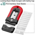 thumbnail image 2 of Bates- Razor Blade Scraper, Red, Locking Razor Scraper Set with 10 Extra Stainless Steel Blades, Window Scraper, 2 of 6