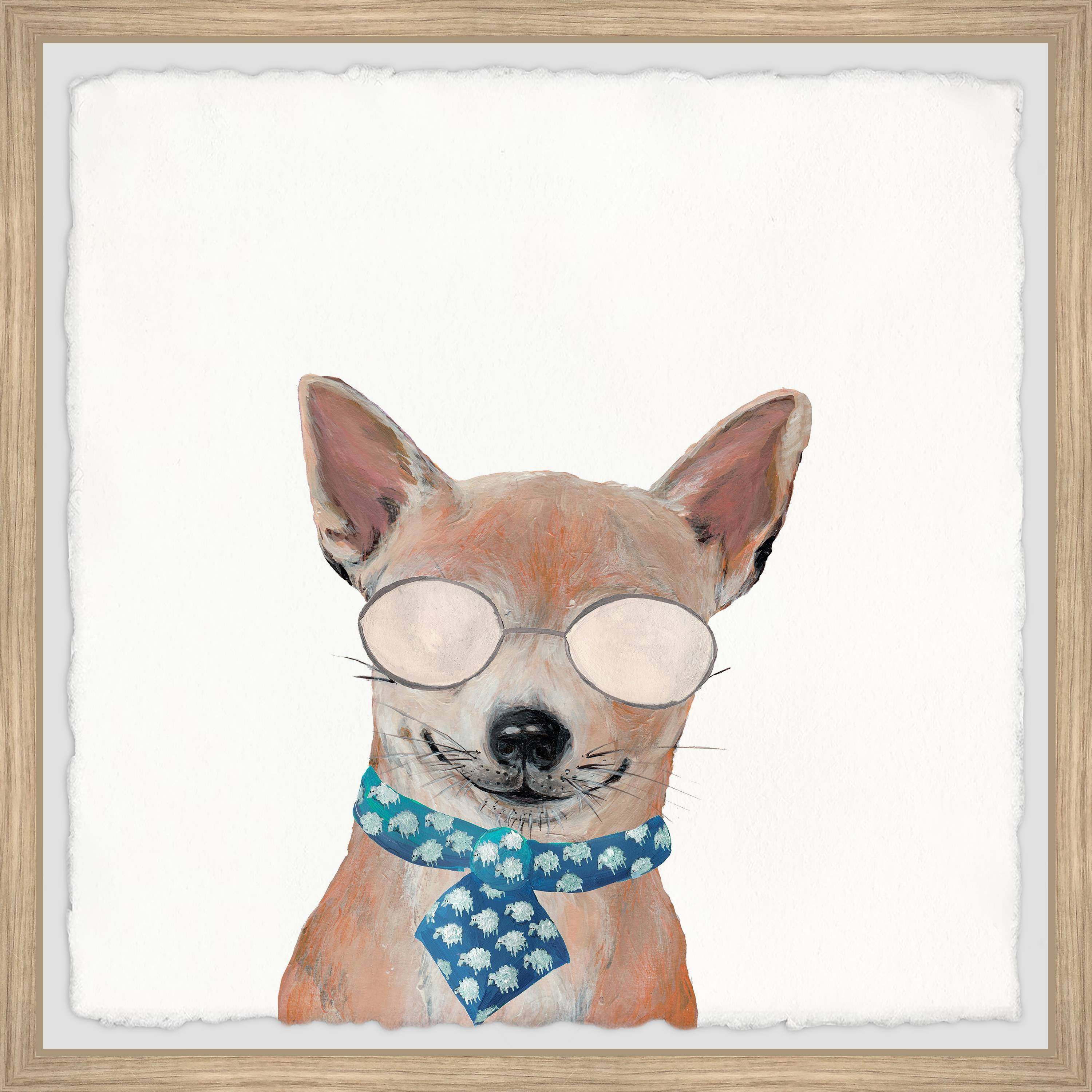 Marmont Hill "Blue Tie Dog" Framed Painting Print