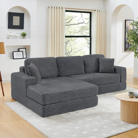 Modern Minimalist Compressed Sofa Couch|Bed Convertible|Gray