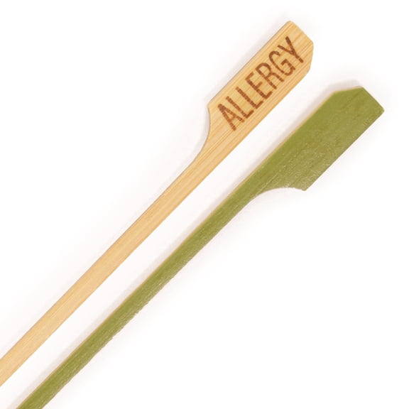 BambooMN Food Appetizer Marking Bamboo Paddle Skewer Picks - ALLERGY - 9.5" (24cm) - 300 Pieces