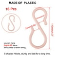 thumbnail image 2 of 16 Pack S Shape Hooks Plastic Hangers Bedroom Kitchen Bathroom for Pots and Pans Cups Cloth Hanging Pink, 2 of 7