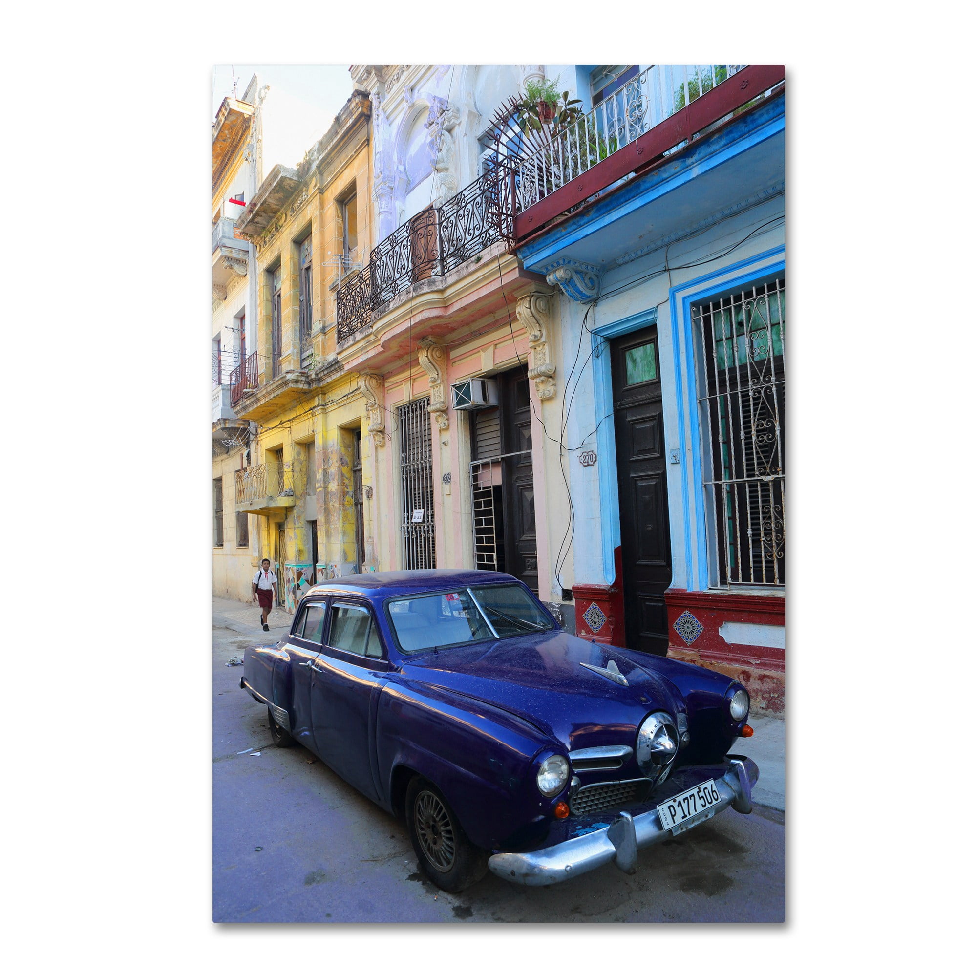 Trademark Fine Art 'Vatage Blue Studebaker in Havana' Canvas Art by Masters Fine Art