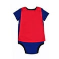 thumbnail image 4 of Avengers Short Sleeve Onesie with Cap, Thor Bodysuit with Cape, Baby Costume Romper, Navy, Size NB, 4 of 7
