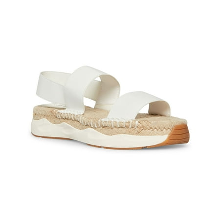 

COOL PLANET BY STEVE MADDEN Womens White Elastic Straps Stretch Comfort Sirrius Round Toe Platform Slip On Slingback Sandal 9 M