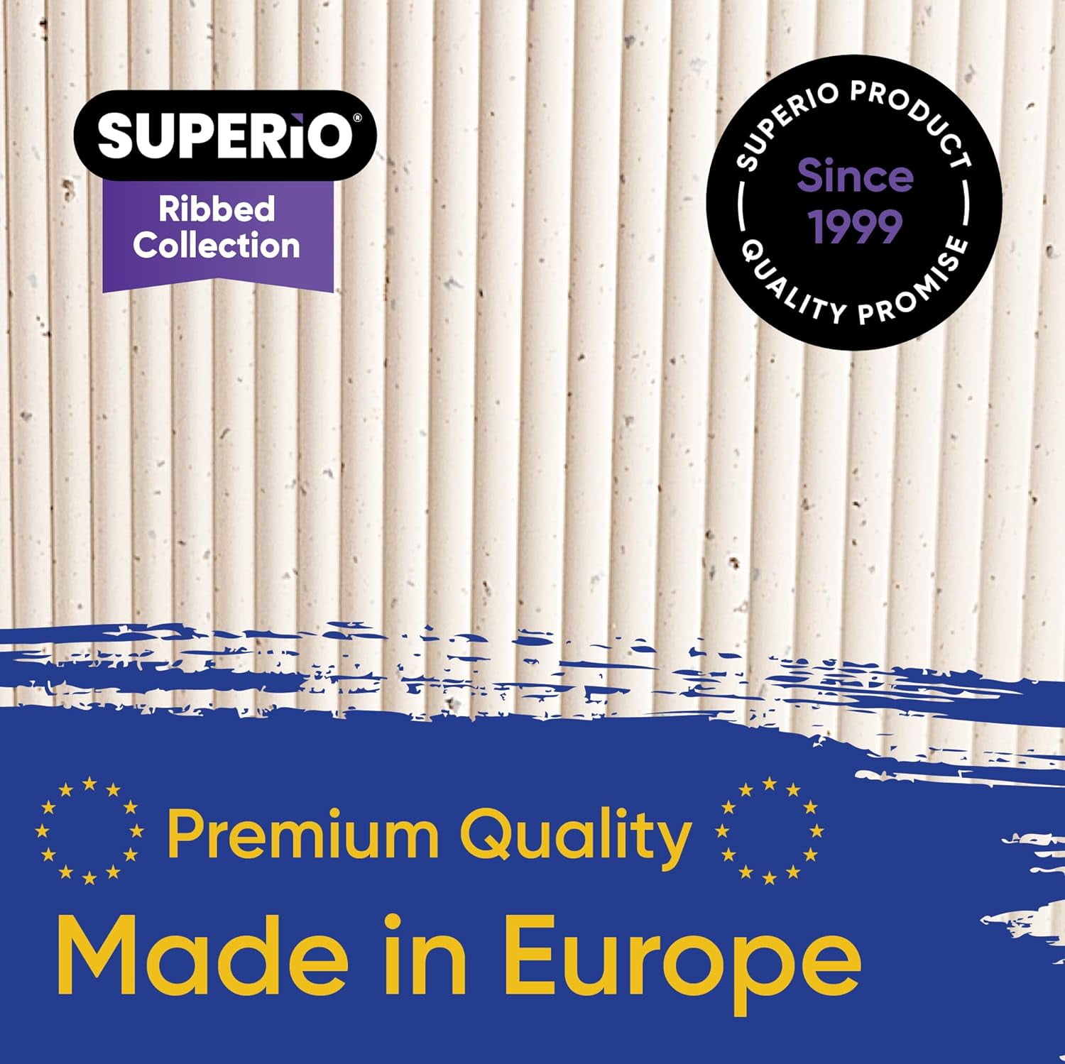 Superio Ribbed Collection - Eco-Friendly Decorative Plastic Laundry Basket with Cut-Out Handles, (1 Pack) Hamper Organzier