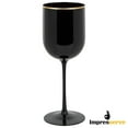thumbnail image 5 of Impresserve 12oz. Black Plastic Wine Goblet with Gold Rim - 5 Count, 5 of 7