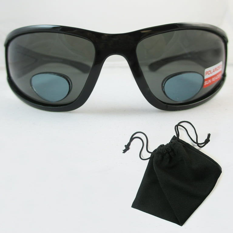 AllTopBargains Polarized Bifocal Sunglasses Mens Womens UV Fishing Reading Black Brown +2.50, adult unisex