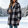 thumbnail image 4 of cocolona Oversized Plaid Jacket for Women Lapel Long Sleeve Button Down Overcoat Casual Fleece Winter Warm Outerwear, 4 of 7