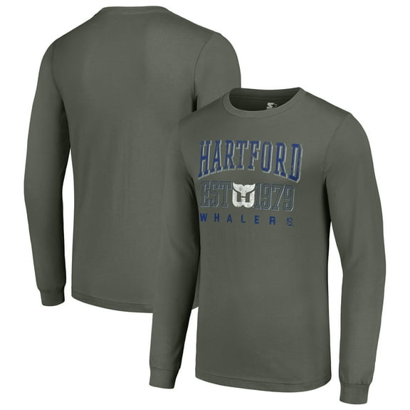 Men's Starter Green Hartford Whalers Retro Graphic Long Sleeve Crew T-Shirt
