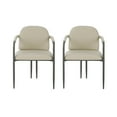 thumbnail image 3 of Christopher Knight Home Modern Khaki Upholstered Dining Chairs with Iron Frame and Gold Trim, Set of 2, 3 of 13