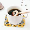 thumbnail image 5 of Lsque Blue Striped Sunflower Pattern 4" Drink Coasters Set of 4, PVC Leather Absorbent Coasters, Table Coaster Set Decorative Coffee Cup Coasters Housewarming Gift -Square, 5 of 6
