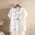thumbnail image 2 of Gibobby Playera De Algodón Top corto Camisa bohemia Blusa bordada Mangas de verano Blusa floral para mujer（Blanco， XXXXXL), 2 of 5