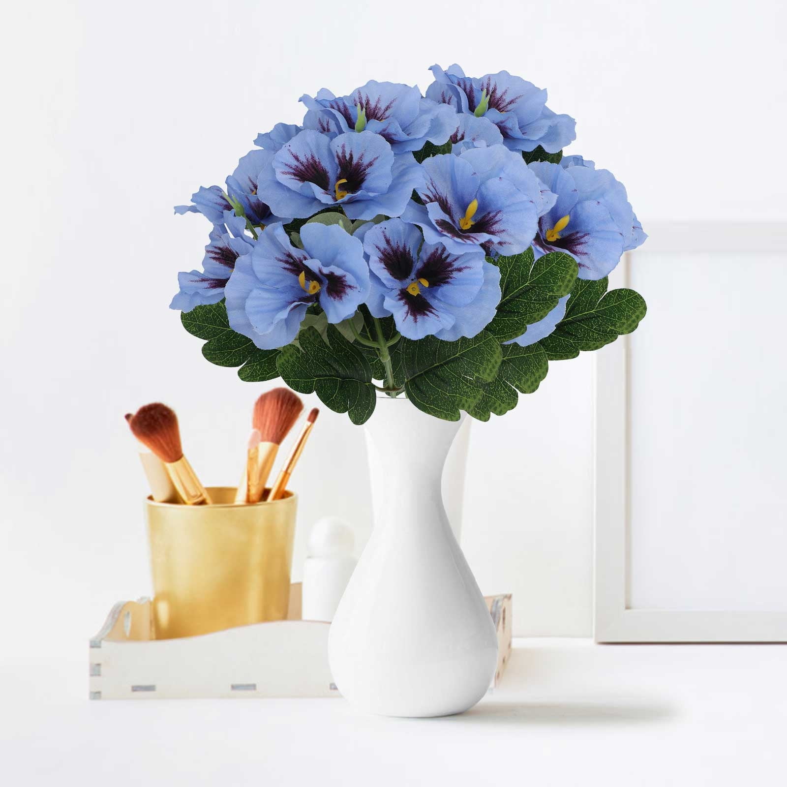 Darzheoy Artificial Pansy Flowers, UV Resistant Plastic Plants Fake Silk Faux Flowers for Outdoor Planters, Home Indoor Outside Garden Porch Window DIY Decoration