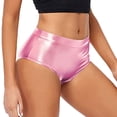 thumbnail image 4 of Jxximdong Shorts for Women Sexy Short High Waisted Shorts Leather Metallic Solid Color High Gloss Women's Super Shorts Hot Pants Pink M Pants, 4 of 9