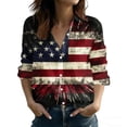thumbnail image 2 of Xdegoge 4Th Of July Shirts Women Stand Collar Button Down Henley American Flag Patriotic Blouses Casual Independence Day Soft Comfy Shirt, 2 of 5