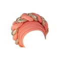 thumbnail image 1 of Turban Africain pour Femmes, Écharpe de Tête, Bonnet à Sequins, Couverture de Cheveux, Rouge Pastèque, 1 of 9