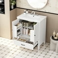 thumbnail image 5 of ENSHUI 30" Bathroom Vanity with Sink, Solid Wood Floor Standing Bathroom Vanity Cabinet with 1 Soft Close Drawer, Modern Bathroom Vanities with Adjustable Shelf, White, 5 of 9