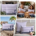 thumbnail image 5 of Anchor Purple Outdoor Waterproof Pillow Covers, Modern Navy Blue White Striped Nautical Decorative Square Throw Pillowcase Sofa Cushion Sham for Patio/Couch/Chair, 18"x18" 2 Pack, 5 of 8