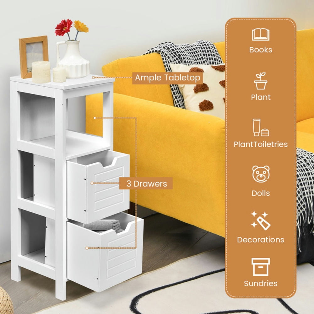 Finihen Bathroom Storage Cabinet, Bathroom Floor Cabinet, Floor Cabinet Multifunction Storage Rack Stand Organizer, for Bathroom, Living Room, Bedroom, Kitchen, White Finihen Bathroom Storage Cabinet, Bathroom Floor Cabinet, Floor Cabinet Multifunction Storage Rack Stand Organizer, for Bathroom, Living Room, Bedroom, Kitchen, White
