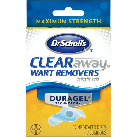 Acid Wart Remover Pads - Dr Scholl's Duragel Maximum Strength Clearaway Wart Remover, 12 Count