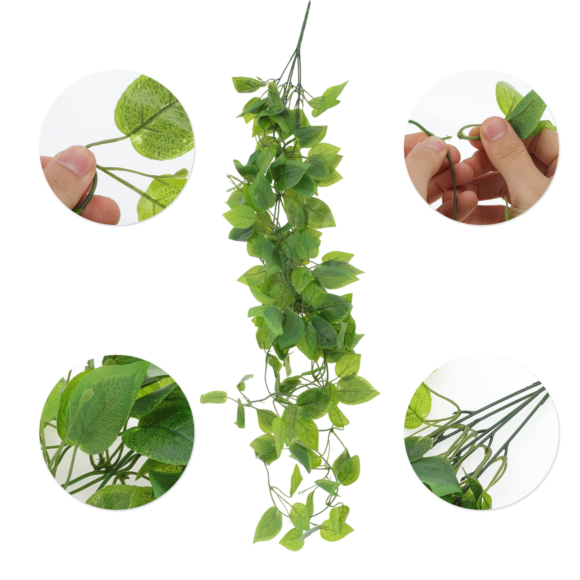 Unique Bargains 2pcs Fake Vines 41.34" Plastic Greenery Artificial Plants