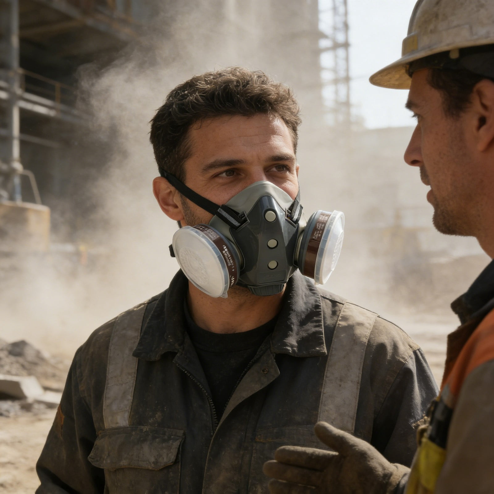 Dust Proof Integrated Respirator Mask Industrial Grade Face Shield for Spray Painting & Grinding with Replaceable Filters