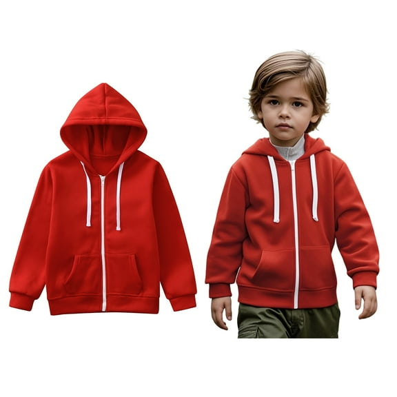 Kids Hoodies for Boys Full Zip Hoodies Long Sleeve Hooded Sweatshirt Top Fall Winter Clothes Girl Clothes 7-8 Years