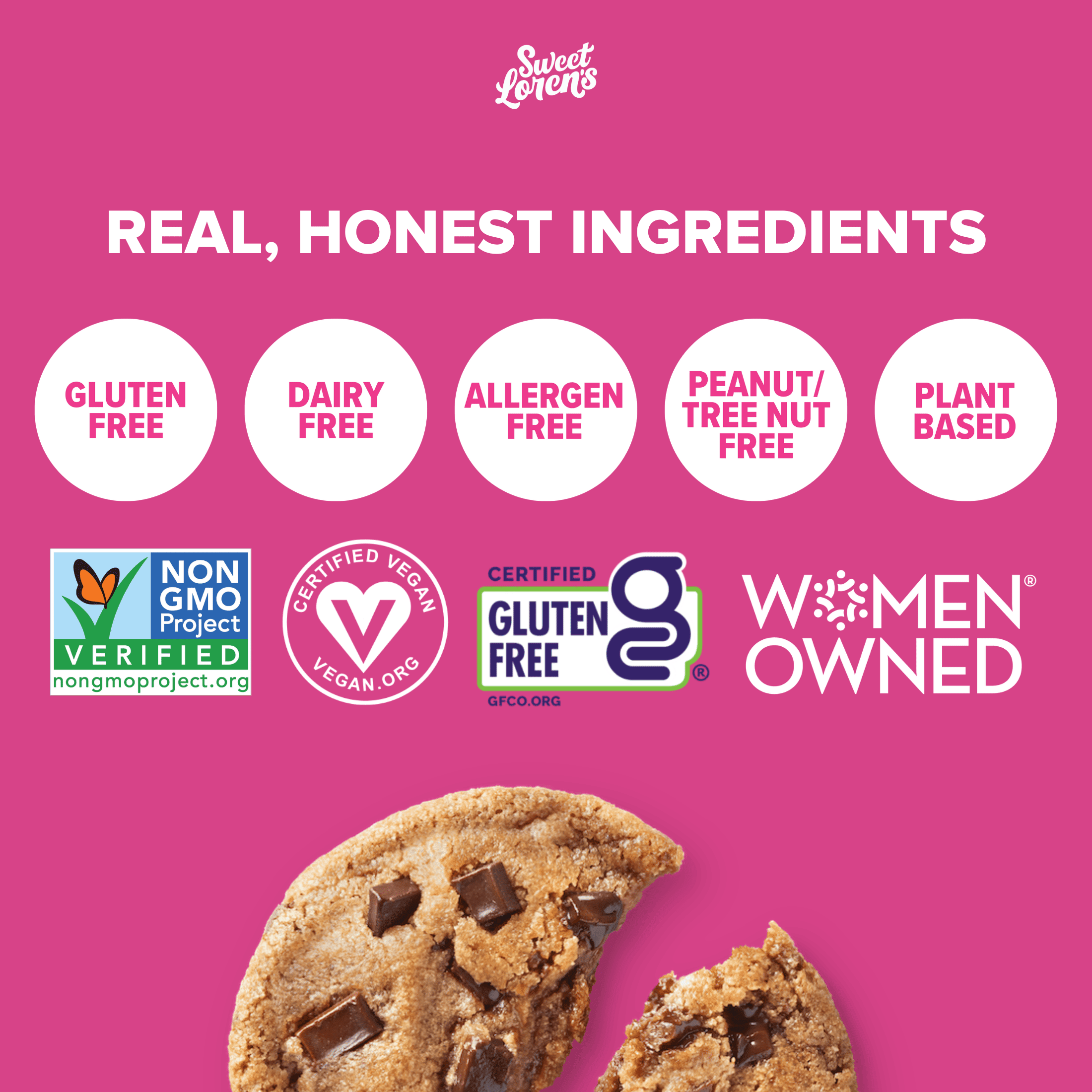 Sweet Loren's Ready to Bake Chocolate Chunk Cookie Dough, Gluten Free & Vegan, Top 9 Allergen Free, 12 oz