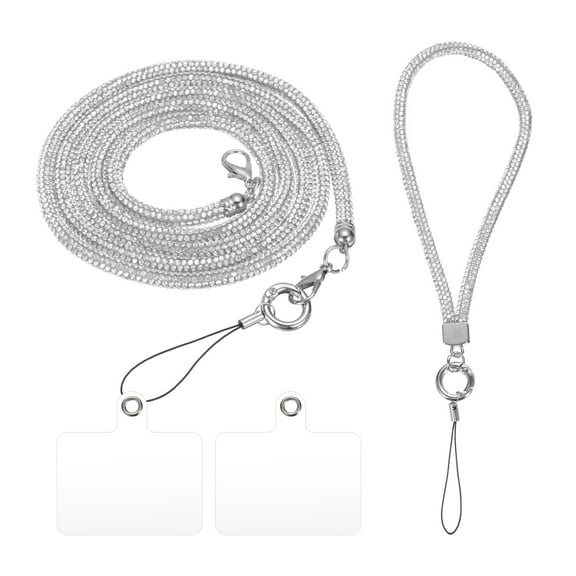 Uxcell 2Size Rhinestone Purse Straps, Crystal Bag Handle Sparkly Replacement Bag Straps (White, 27.6"/9.6")