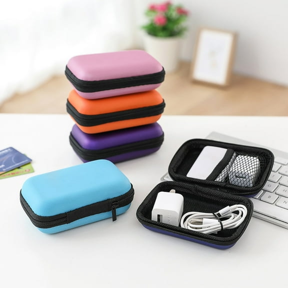 Joernso Portable Square/Rectangle Nylon USB Disk Earphones Storage Bag Organizer Case