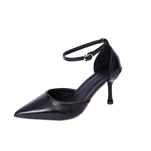 Black High Heels For Women Closed Toe Ankle Strap Block Heel Comfortable Dress Pumps For Office Party Wedding Work Evening Shoes Comfort Size 36
