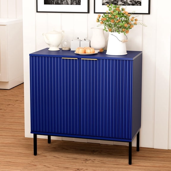 NEWADARA Fluted Sideboard, Buffet Cabinet with Storage, Wooden Accent Console Cabinet with Doors and Adjustable Shelves, for Living Room, Dining Room, Entryway, Hallway, 31.6"