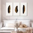 thumbnail image 2 of Elephant Stock Gilded Feather Trio Wall Art - Horizontal Multi Panel Canvas - Living Room Wall Decor - Decor Elements Multi Panel - Black And Gold Decor - 50" x 32", 2 of 4