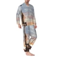 thumbnail image 2 of Daiia Elephant Giraffe for Men's Long-Sleeved Pajama Set – Soft & Comfortable Sleepwear Button-Up Pajamas Cozy Lounge Wear-Large, 2 of 7
