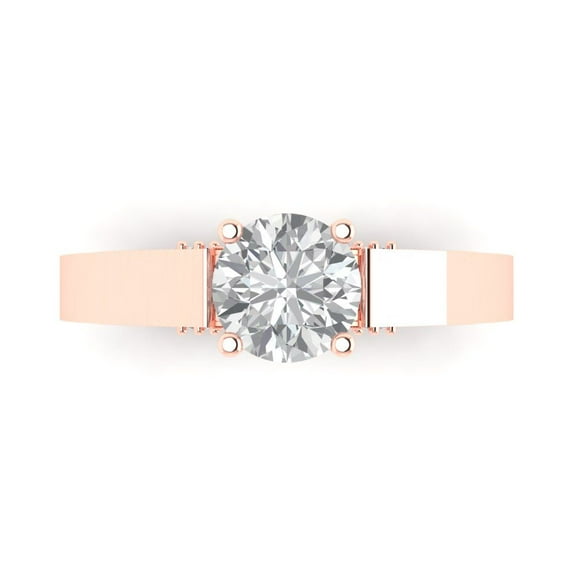 Clara Pucci 14K Rose Gold 1.06ct WhiteSapphire Solitaire with Accents Ring