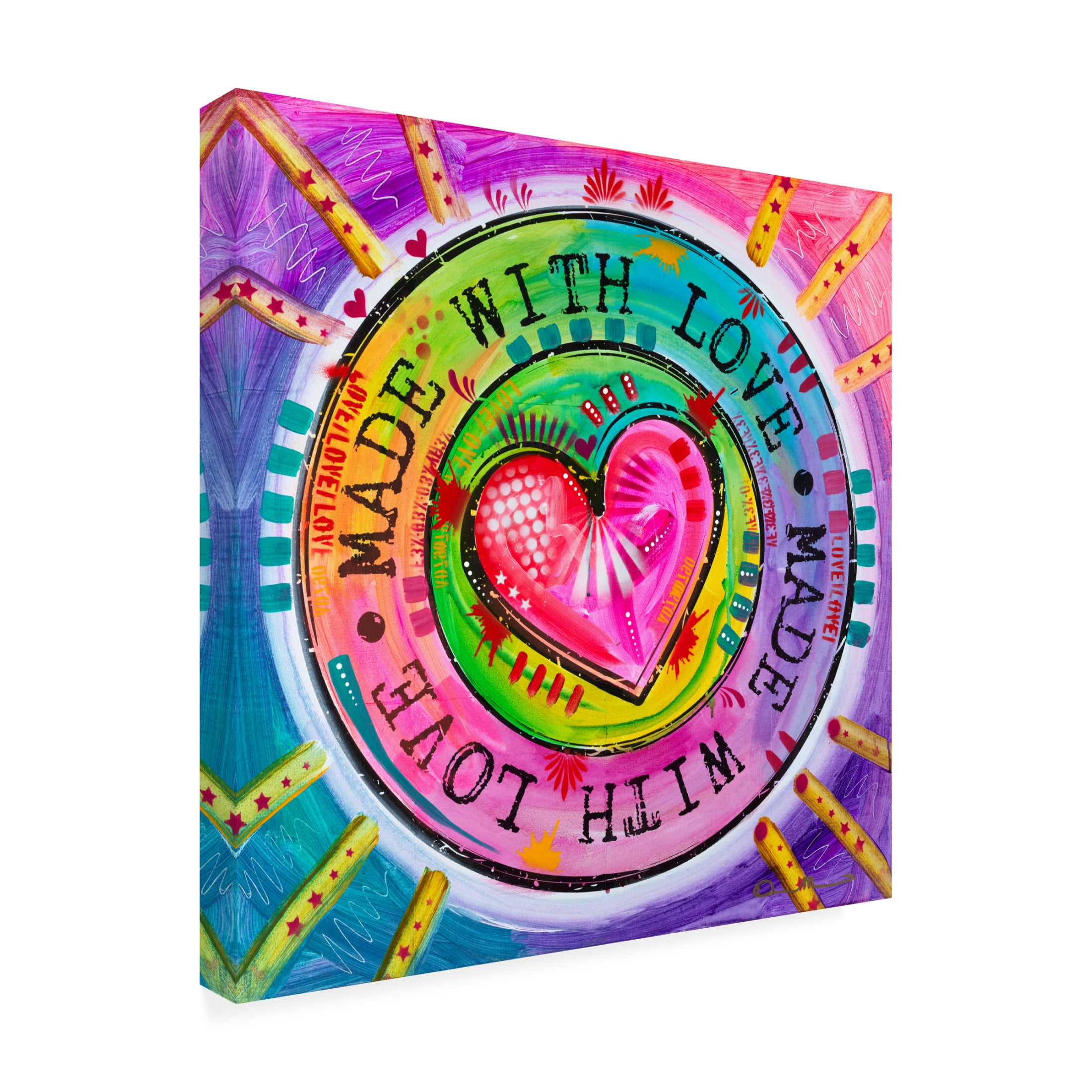 Canvas Wall Art - Dean Russo 'Made with Love' Wall Art for Living Room, Bedroom, or Office Décor by Trademark Fine Art - 18 x 18 Inches