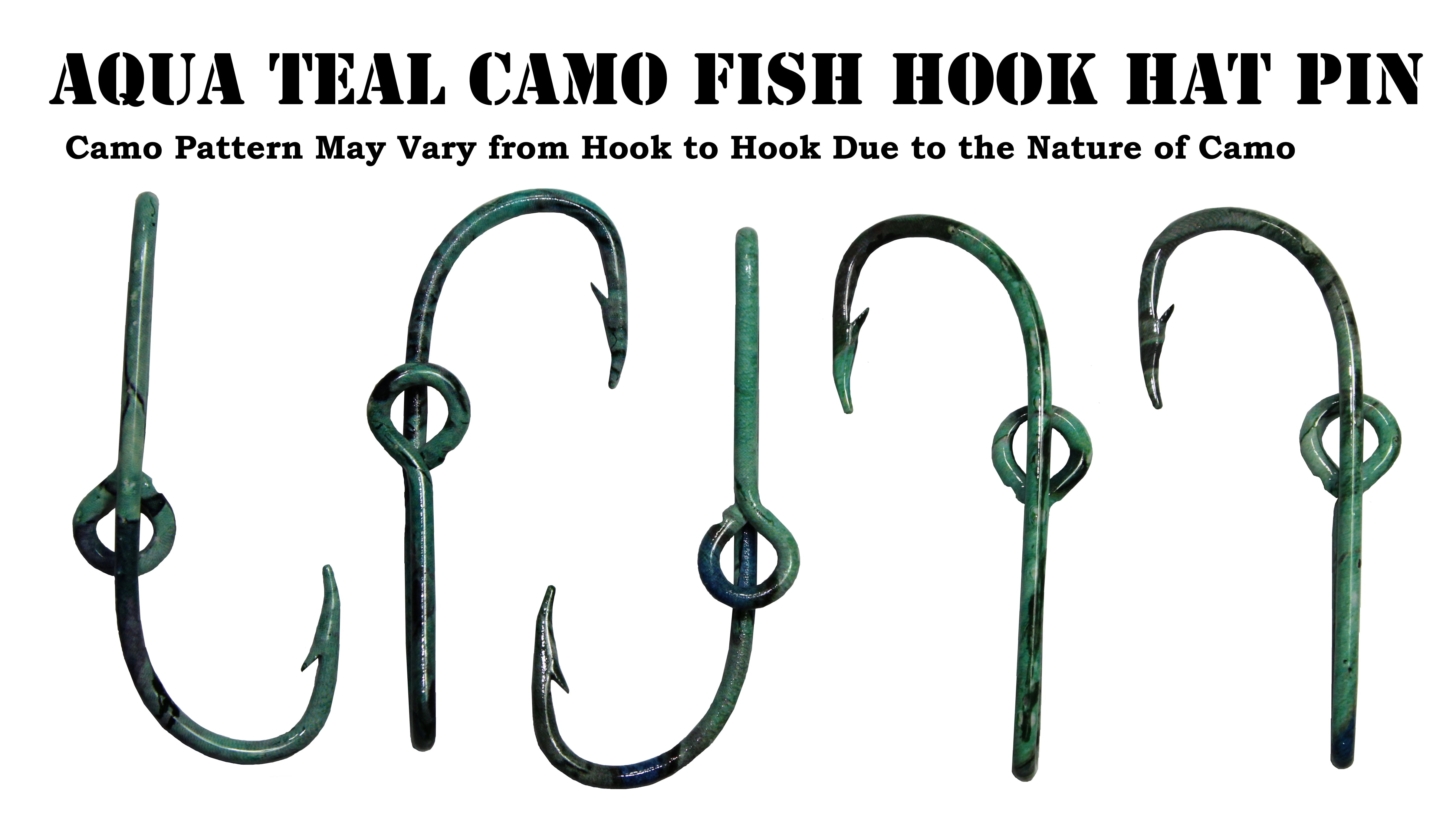 Teal Camo Fish Hook Hat Pin Prym1TYPHOON Fishing Camo Hat Hook
