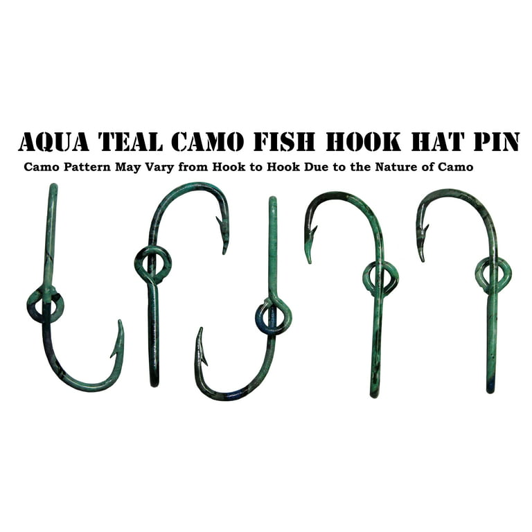 Teal Camo Fish Hook Hat Pin Prym1TYPHOON Fishing Camo Hat Hook Clip