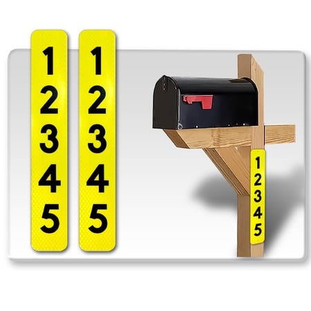 2 Pack Address Numbers for House Stickers, Customized Vertical 911 Mailbox/House Numbers/Letters Stickers, Highly Reflective, Easy Peel and Stick Vinyl Decals, Waterproof (4x15, Yellow)