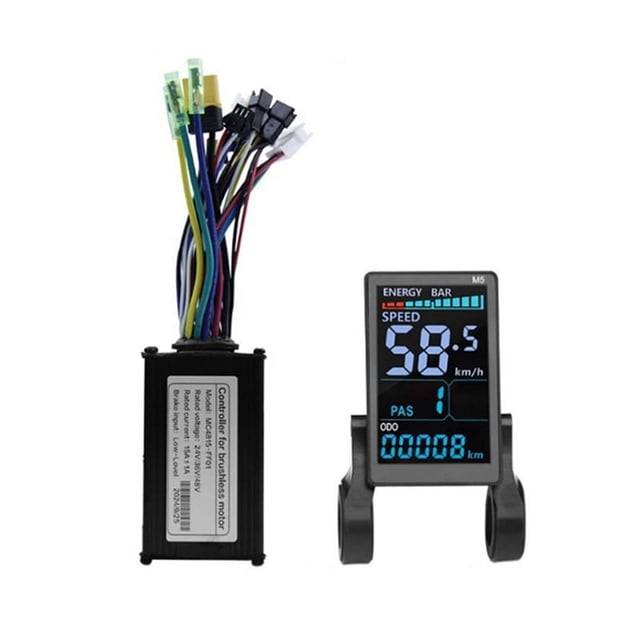 M5 Electric Bike Color LCD Display Meter 36V 48V/15A 6 Tube Sine Wave Controller E Scooter LCD Panel for Mountain EBike,1 * LCD Display 1 * Sine Wave Controller,Black
