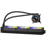 AIO CPU Liquid Cooler with 2.1 LCD Display, ARGB Lighting, 3x 120mm PWM Fans, High-Speed Pump, Universal Intel & AMD Socket Compatibility for Efficient PC Cooling