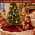 thumbnail image 5 of Lomyolo 48Inch Christmas Tree Skirt - Luxury Velvet with Sparkling Gold Lace Trim, Scalloped Edge Xmas Tree Skirt for Merry Christmas Party Gift Holiday Home Decor - Red, 5 of 8