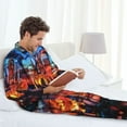 thumbnail image 5 of KLL Magical Stained Glass Castle Sleepwear Mens Flannel Pajamas,Long Cotton Pj Set, 5 of 7