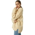 thumbnail image 4 of 2021 Automne Chandails pour Femmes Pull Col Roulé Manches Longues Côté Plaid Split Checked Outwear Loose Fit Tops, 4 of 9