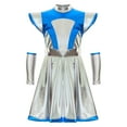 thumbnail image 6 of Zaldita Girls Alien Costume Cap Sleeve Shiny Tutu Dress Outer Space Cutie Costumes for Kids Halloween Silver 8, 6 of 7